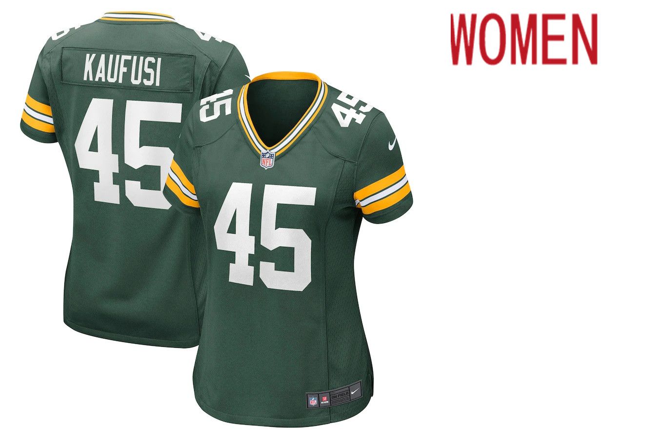 Women Green Bay Packers #45 Bronson Kaufusi Green Nike Game NFL Jersey->women nfl jersey->Women Jersey